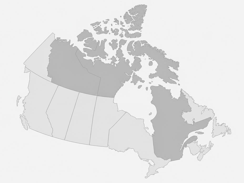 Map of the territories served: Quebec, New Brunswick, Northwest Territories and Nunavut